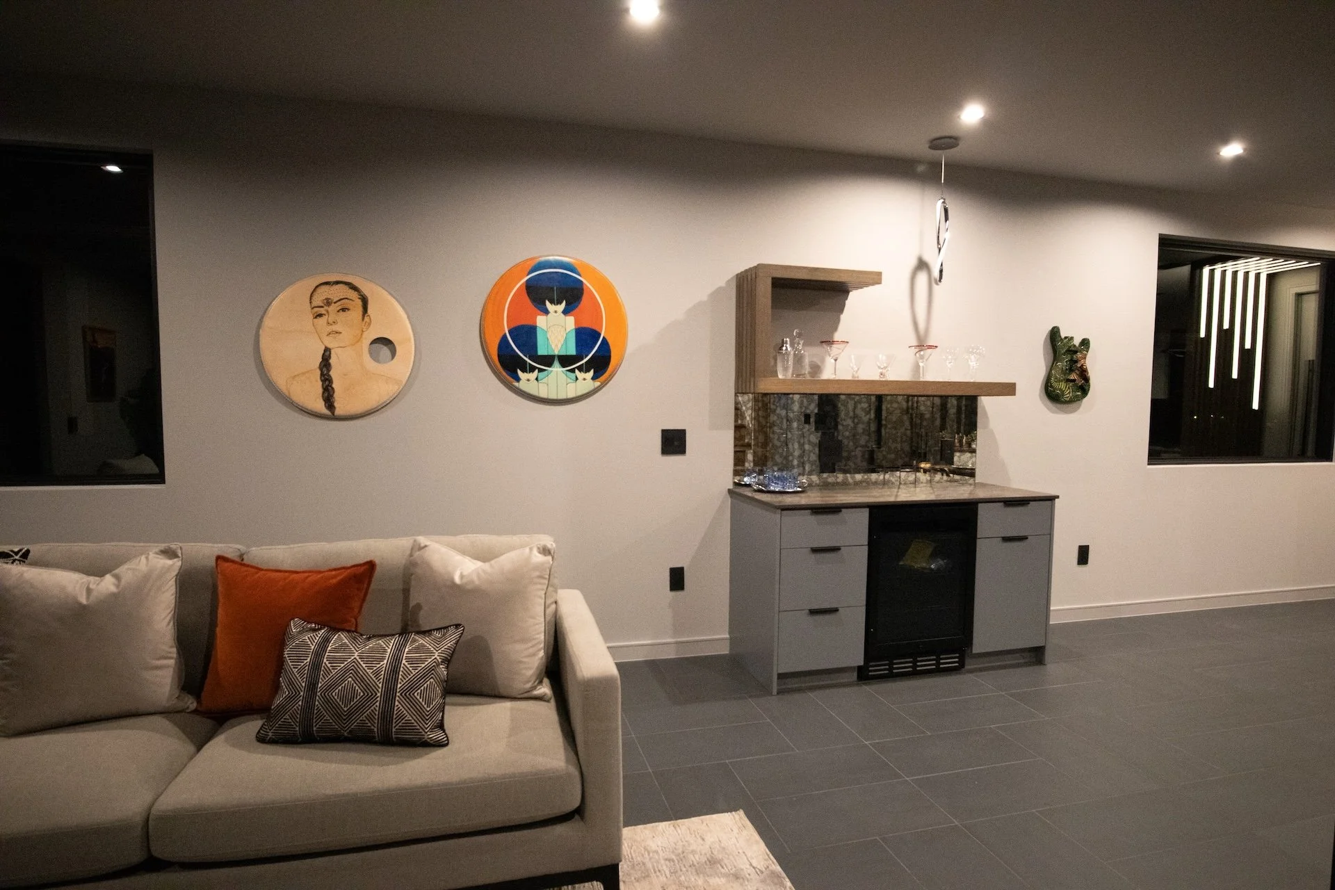 Artwork from local artists used in staging. Art by Megan Pailin, Daniel Adams