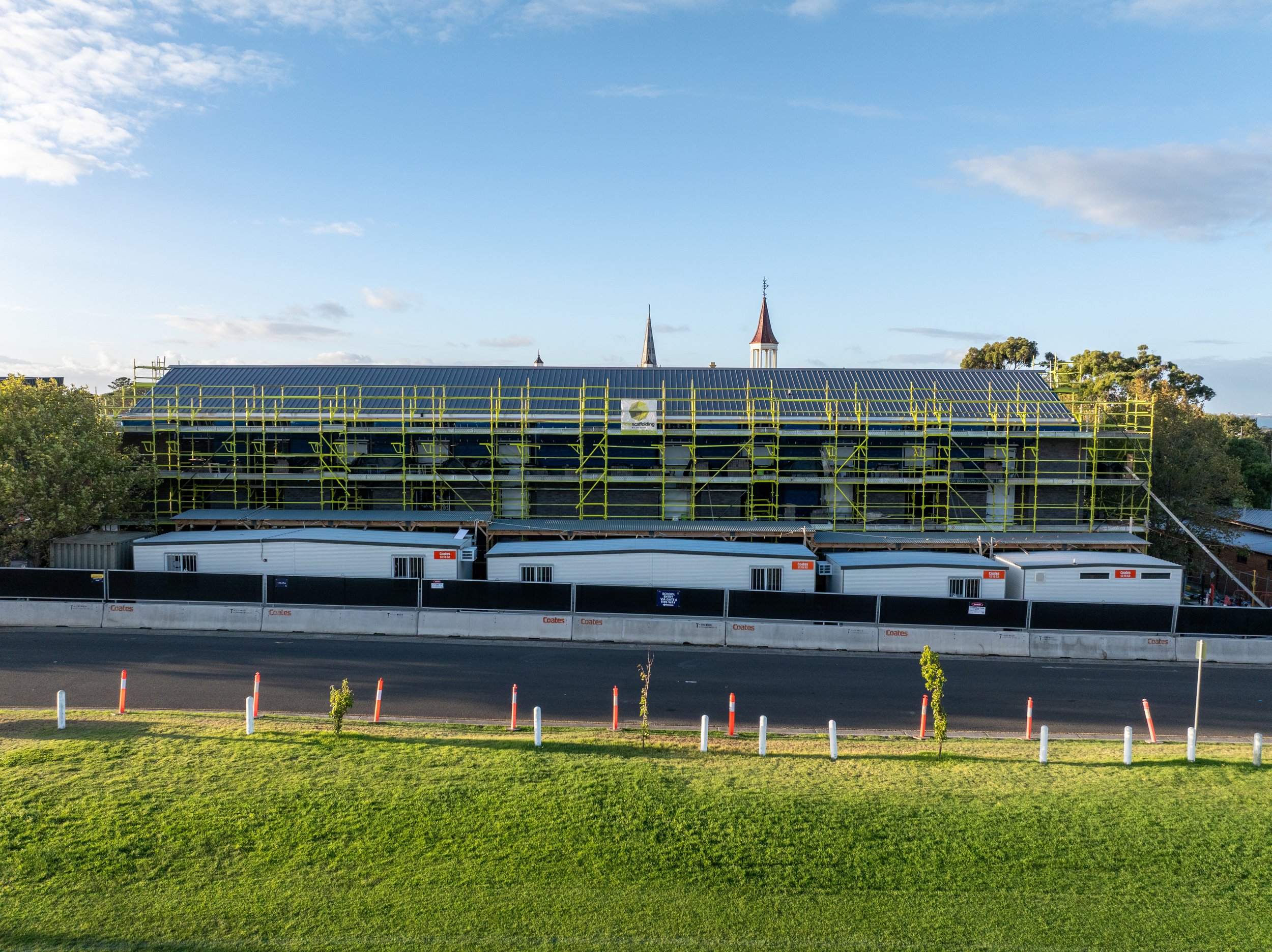St.Joseph's College Geelong Heritage Centre build with Lime Scaffolding and Safety rail