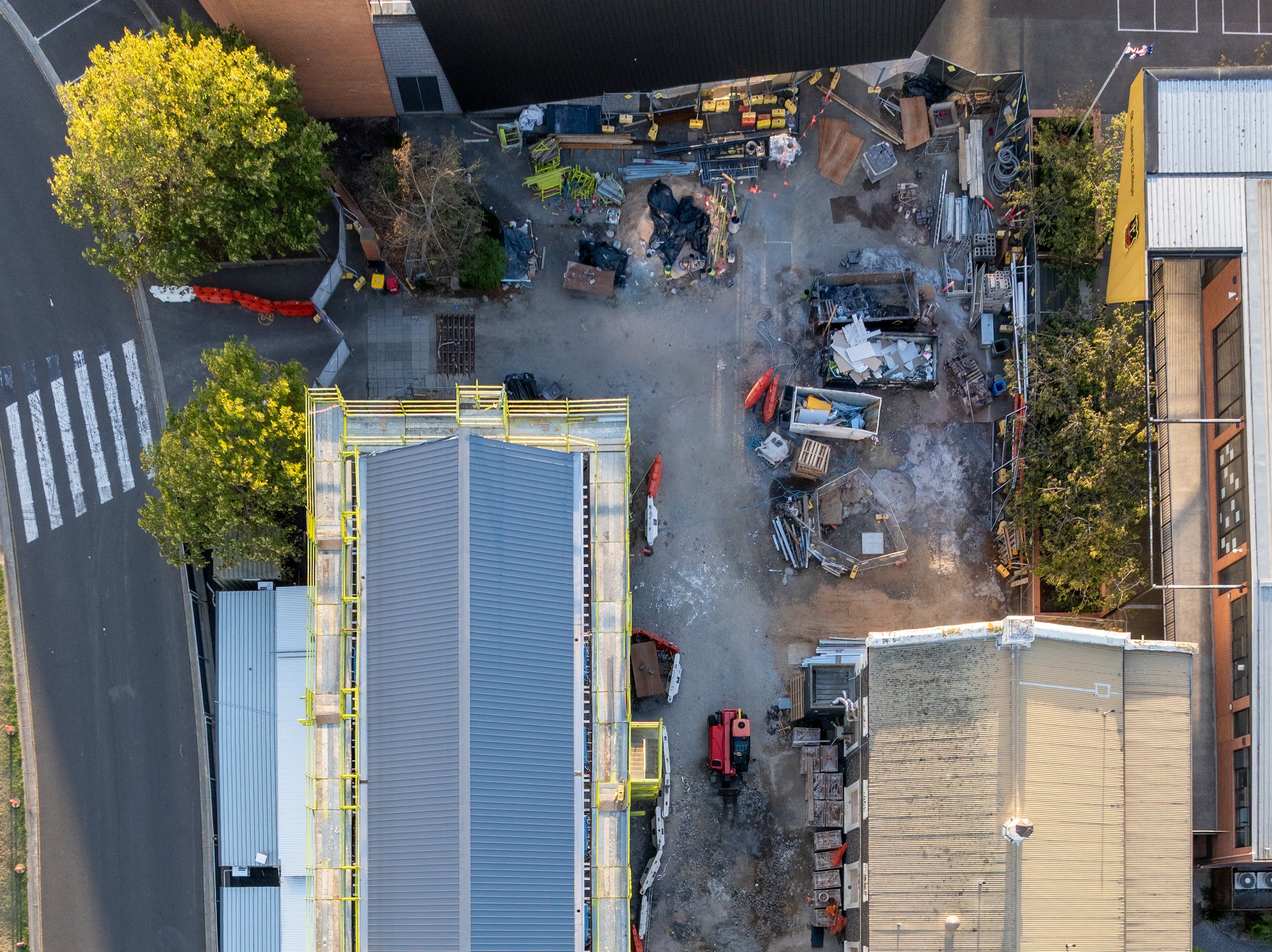 Top view of St.Josephs College Geelong Heritage Centre with Lime Scaffolding and Safety rail