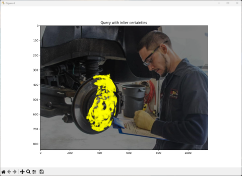 Query image, showing the matching features.