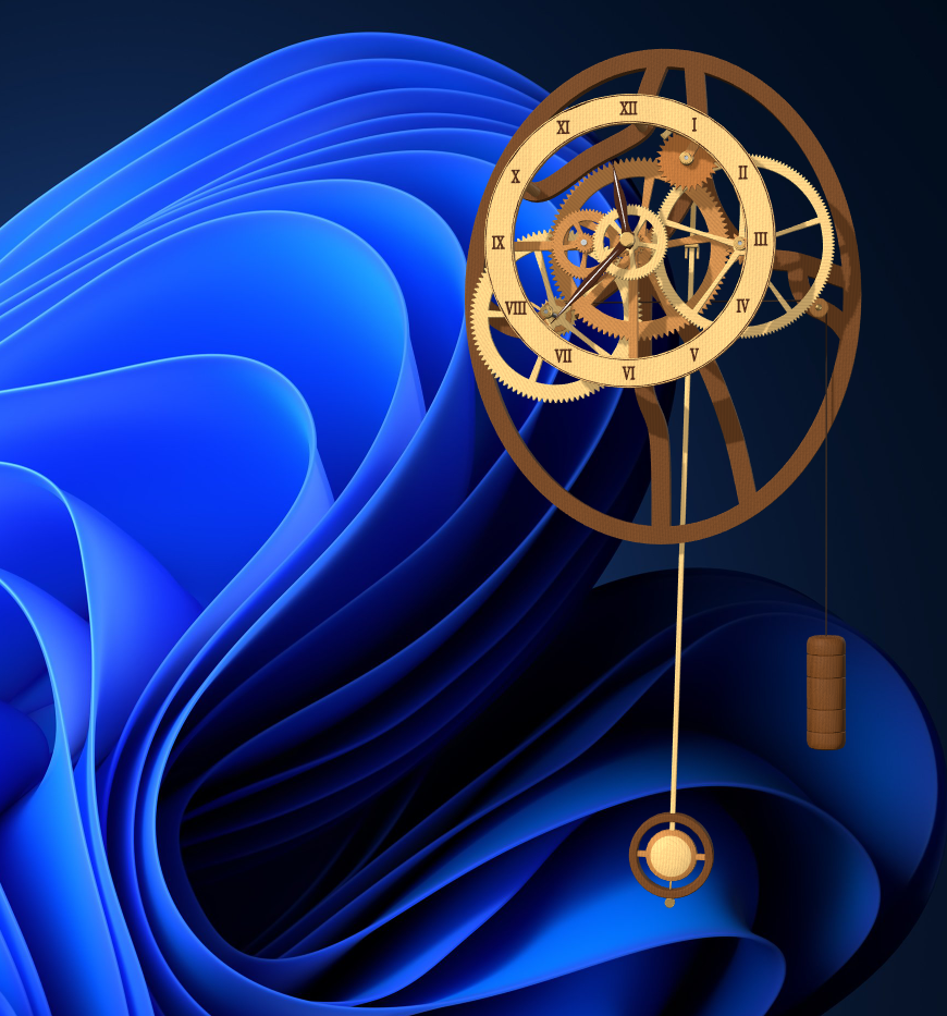 Open Frame Clock running transparently over the blue Windows 11 desktop wallpaper