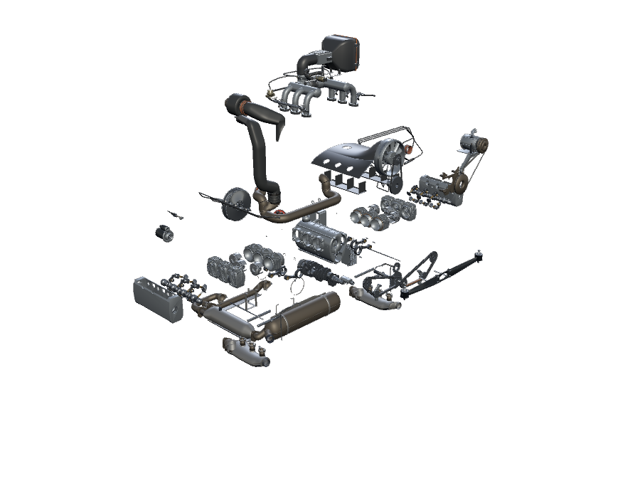 GE-017 Porsche flat-six hierarchical Exploded View