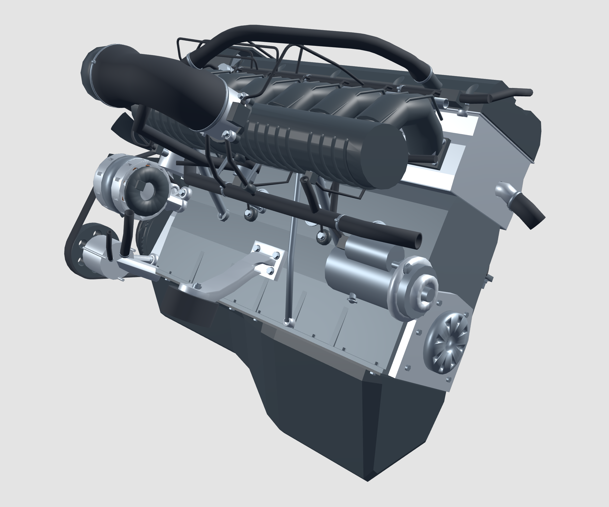 1993 BMW M50B25TU inline-6 educational model — Rear three-quarter view
