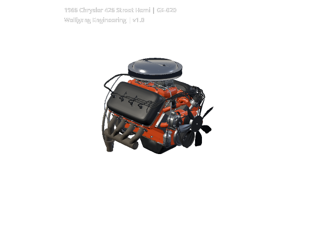 GE-020 1966 Chrysler 426 Street Hemi V8 RC03 Dressed view.