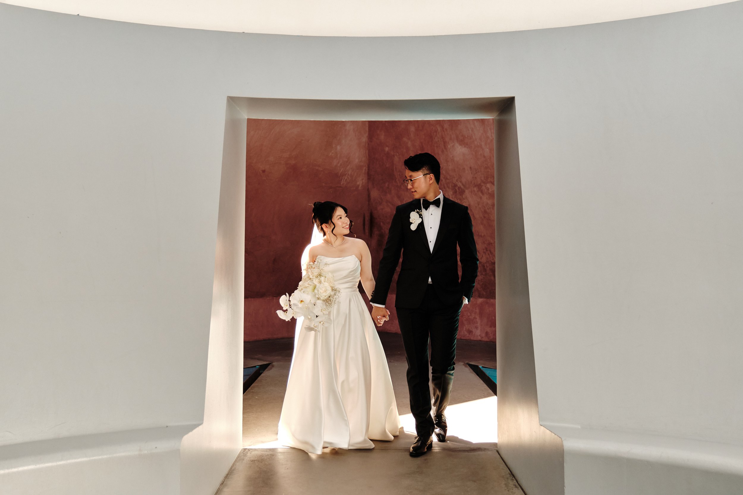Portrait of Canberra newly weds at the SkySpace, NGA