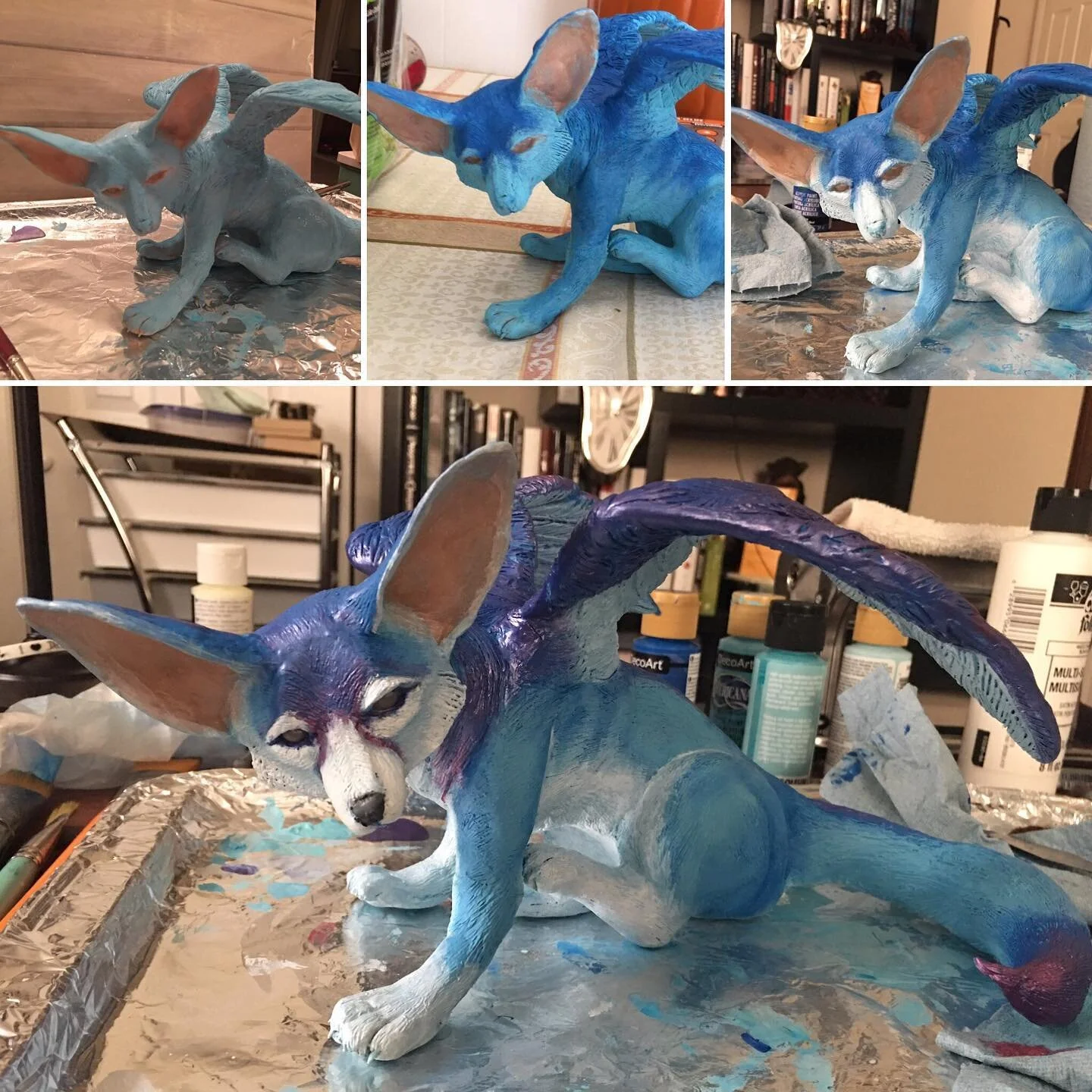 A few more details to go but I&rsquo;m very happy with the outcome so far. More pictures to come. 
.
#fantasycreatures #fantasyartwork #foxartwork #polymerclaycreations #sculpeyclay #folkartpaint #decoartpaints #fantasyflockstudio