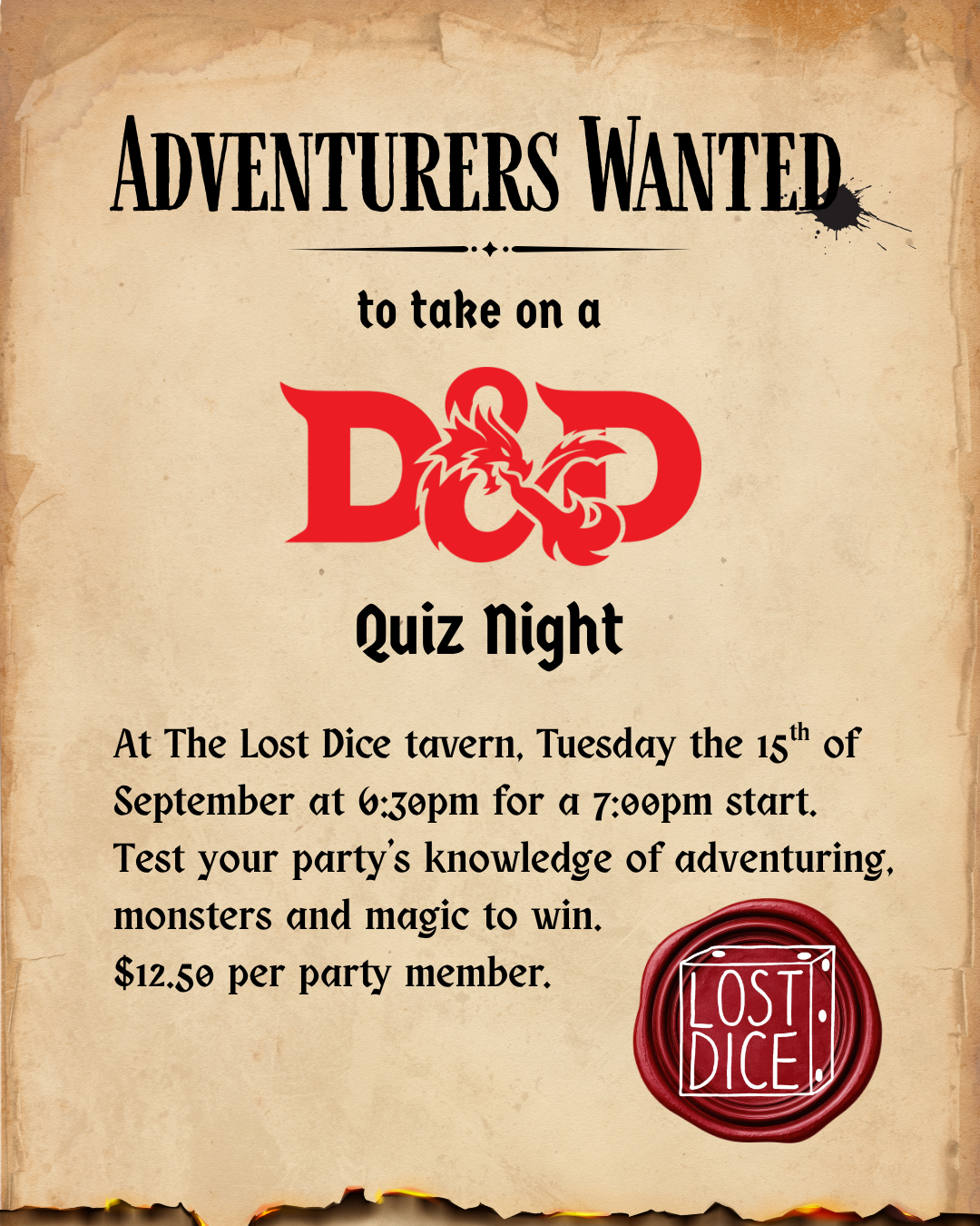 Dungeon and Dragons Quiz Night