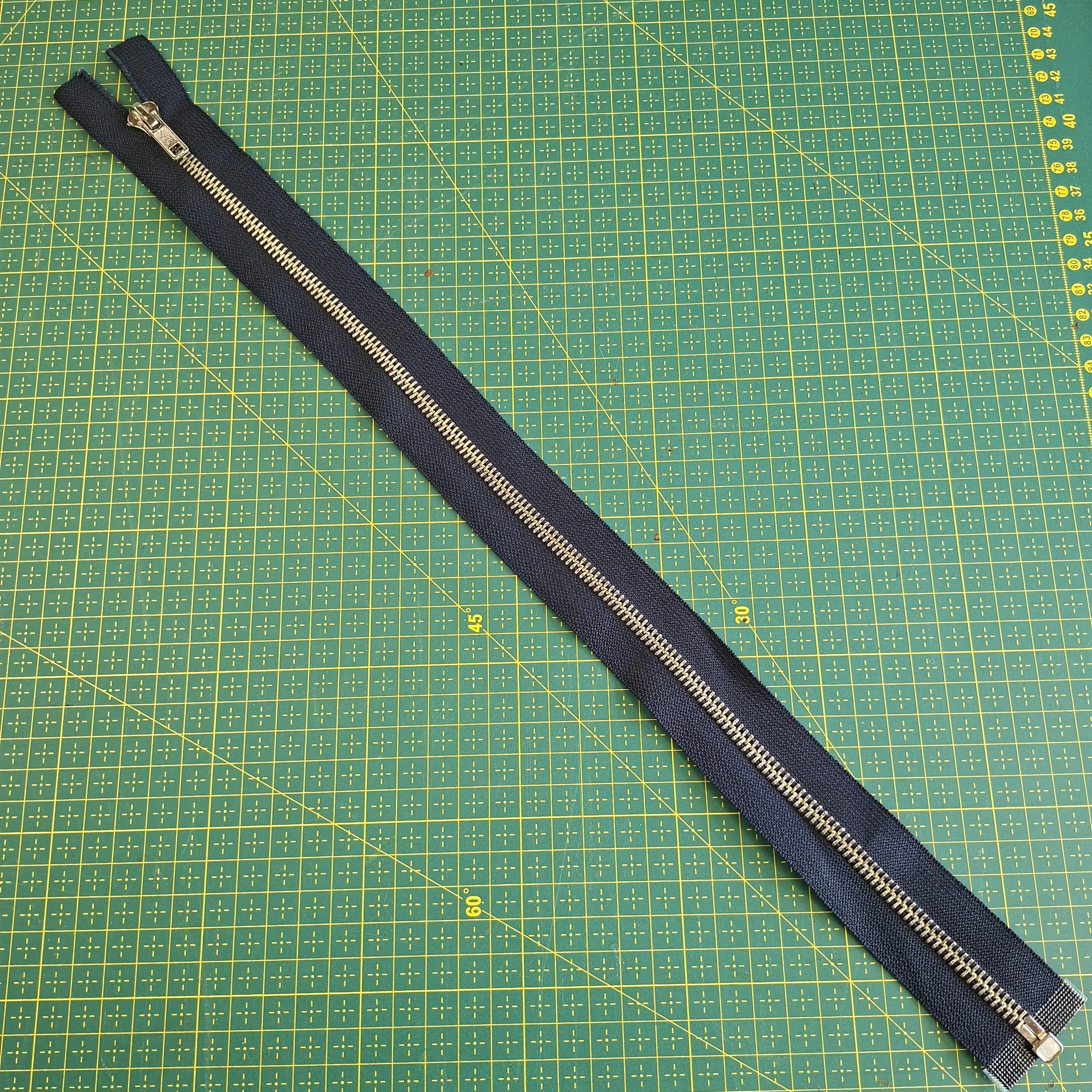 Sliderite #5 Metal Zipper - Navy with Silver - OPEN END - 45cm