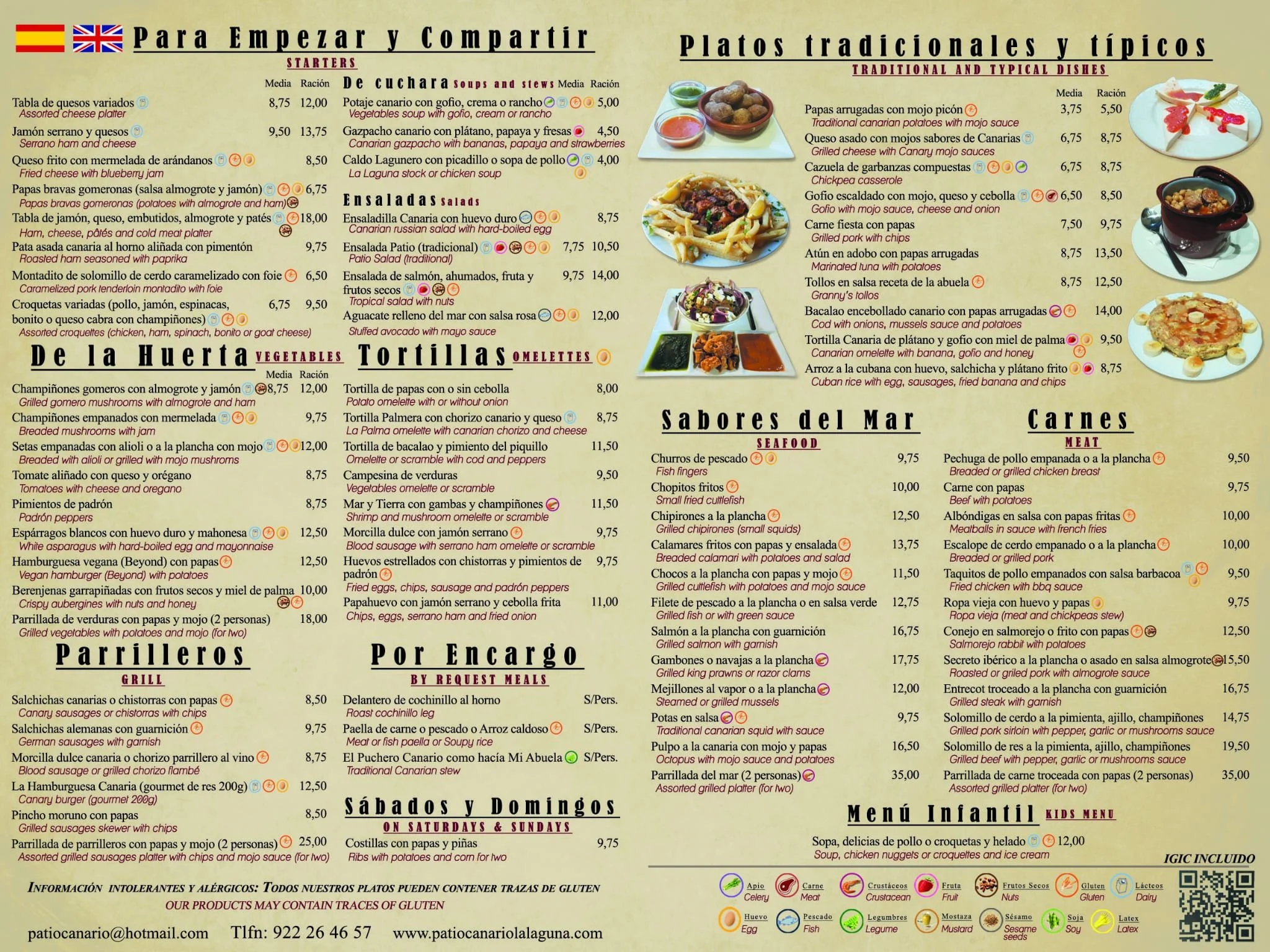 Menú Almuezo y Cena — Patio Canario