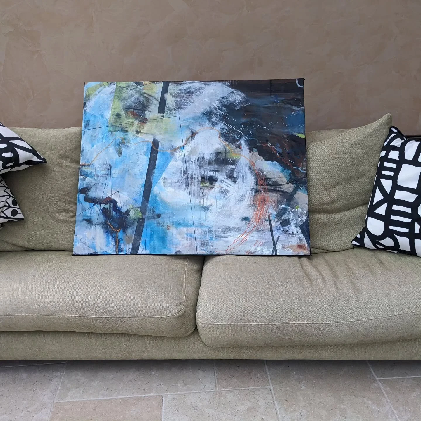 A coastal exploration.  The draw of the sea is too strong;  I gravitate back to it.  Lost in  thought and unconscious design.

#coastalart #contemporaryart #artforhome #largeartwork #seascape