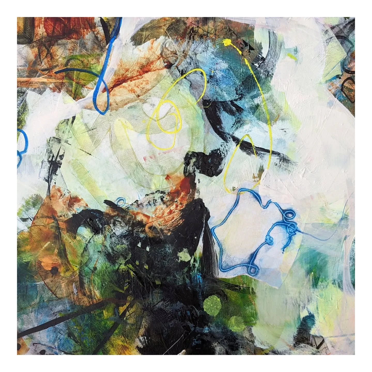 Kicking through the shallows.  This mixed media painting developed over time, with reference to the seashore. I long to feel the warm rays and coolness of the sea. Roll on winter!!

#seashore #modernart #bythesea #markmakingart #stellabawdenhollisart