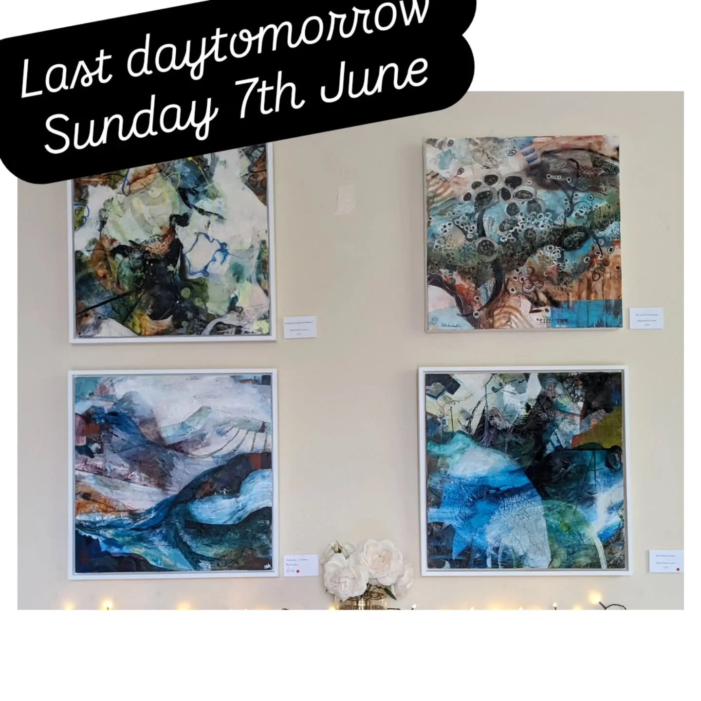I hope you can join me for the last day of Dorset Art Weeks.  A long exhibition but I have met many people and enjoyed our arty chats!  My work is semi abstracted mostly sea related paintings. @stellabawdenhollisart venue 155 @dorsetartweeks for more