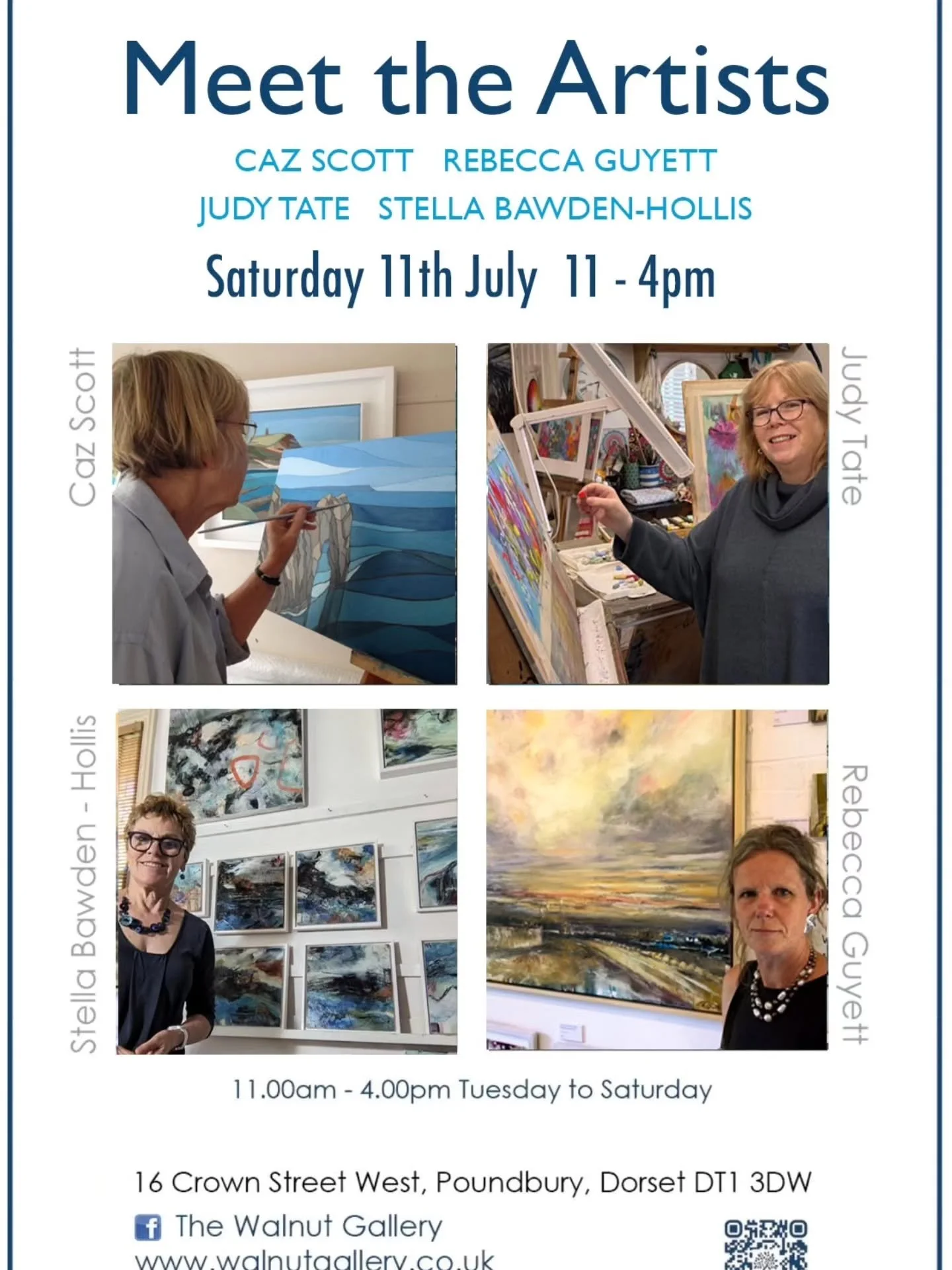 Looking forward to the 7 week exhibition @walnutgallerypoundbury starting this Saturday with a meet the artists involved.
@stellabawdenhollisart 
@judytateartist 
@cazscott.art 
@rebeccaguyettart 
Happy summer days...