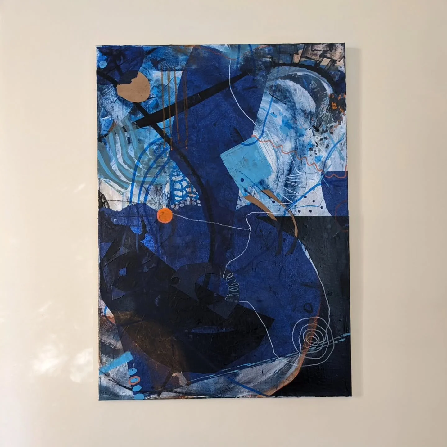 Under the cliff - I am considering putting it in @artinpoundbury exhibition in November.  Just love the blues!!

#artexhibitions
#abstractseascape
#artforhome
#artdesign #bluepaintings