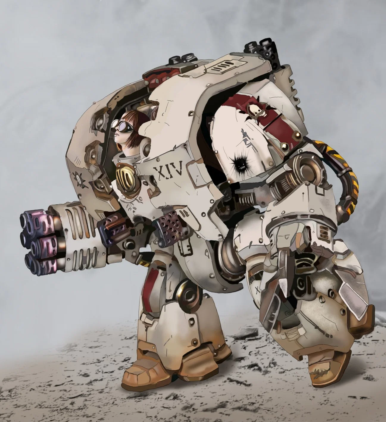 On a stroll by herself in no-mans land