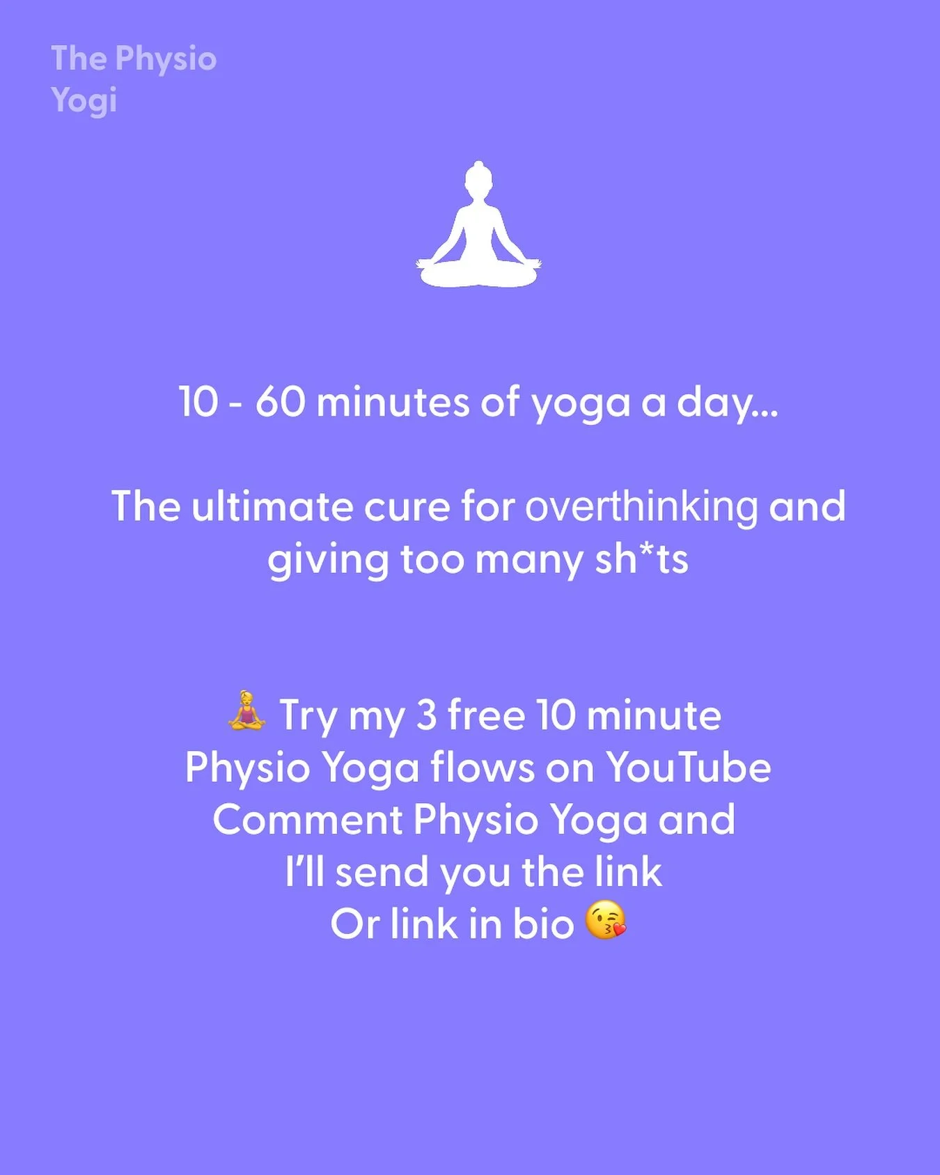 Started myself a YouTube channel Physio Yogi Movers - Come and Play

Comment Physio Yoga and I&rsquo;ll ping you over the link or just follow the top link in my bio 

Big love PY movers, 

Kate xxx

#physioyoga #feelbetter #agebetter #cognitiveflexib