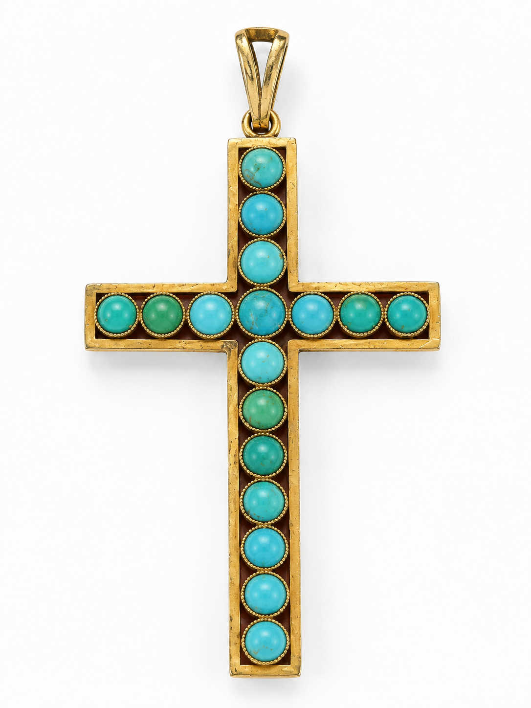 41 | Large Victorian Turquoise and Gold Cross Pendant | 1500 - 2000 | 1000