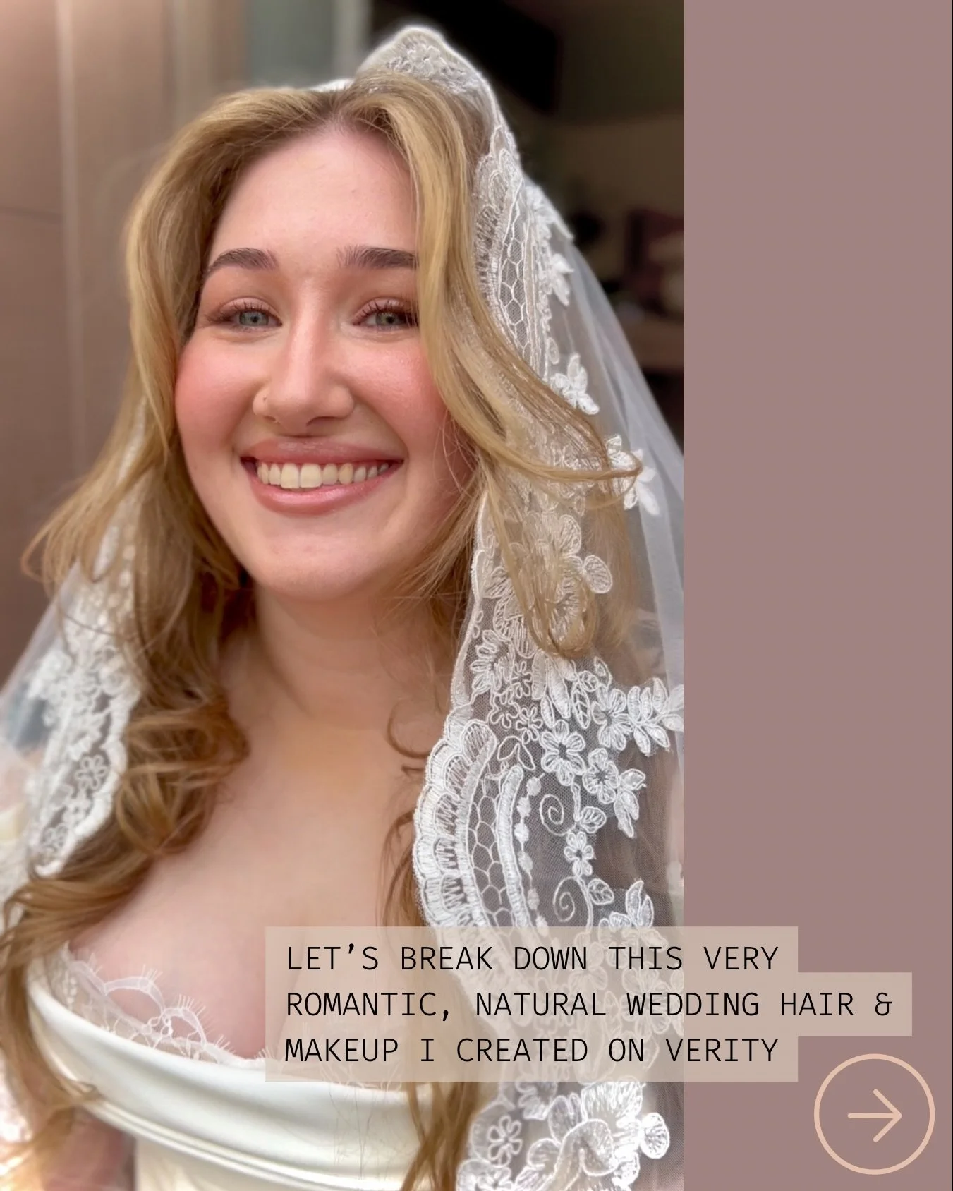 Product break down for beautiful Verity 👆🏻 as we all love to have a nosy 👀 

we went for classic romantic feel. modernised with peachy &amp; nude tones with big, undone waves. 

Absolutely beautiful dress by @evalendel &amp; incredible veil just m