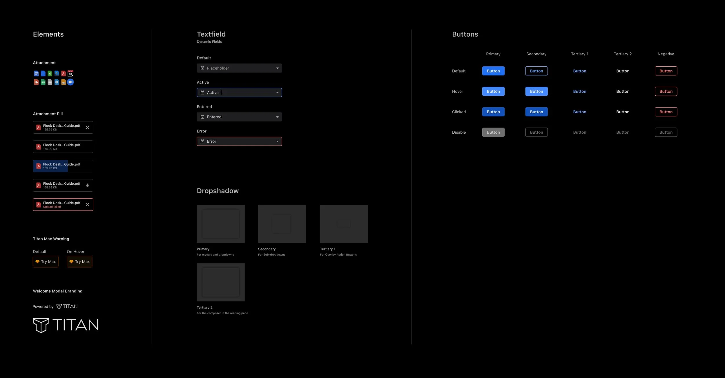 Buttons, textfields, and other elements