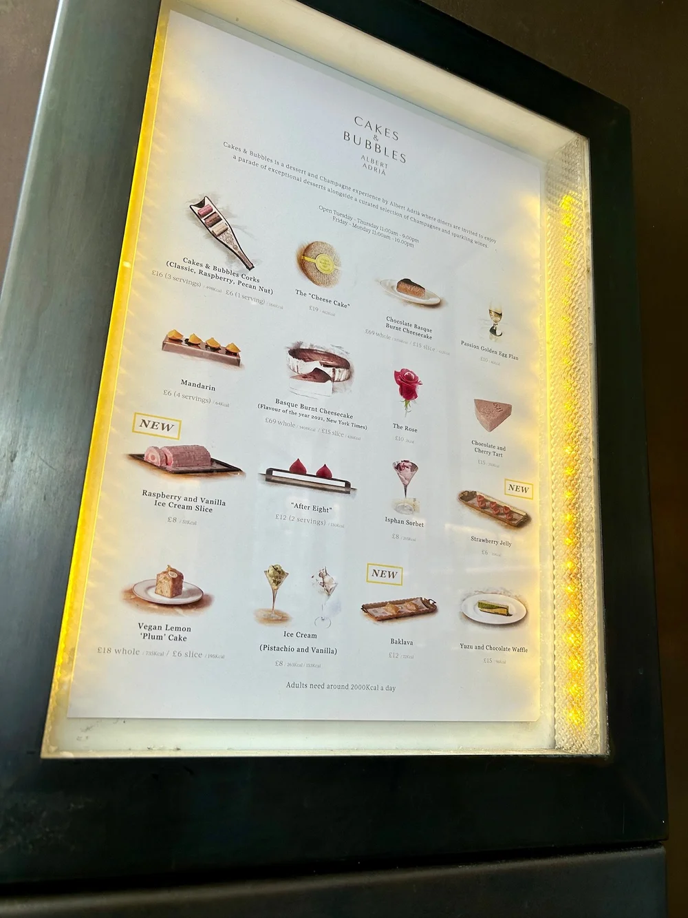 Cakes &amp; Bubbles Menu