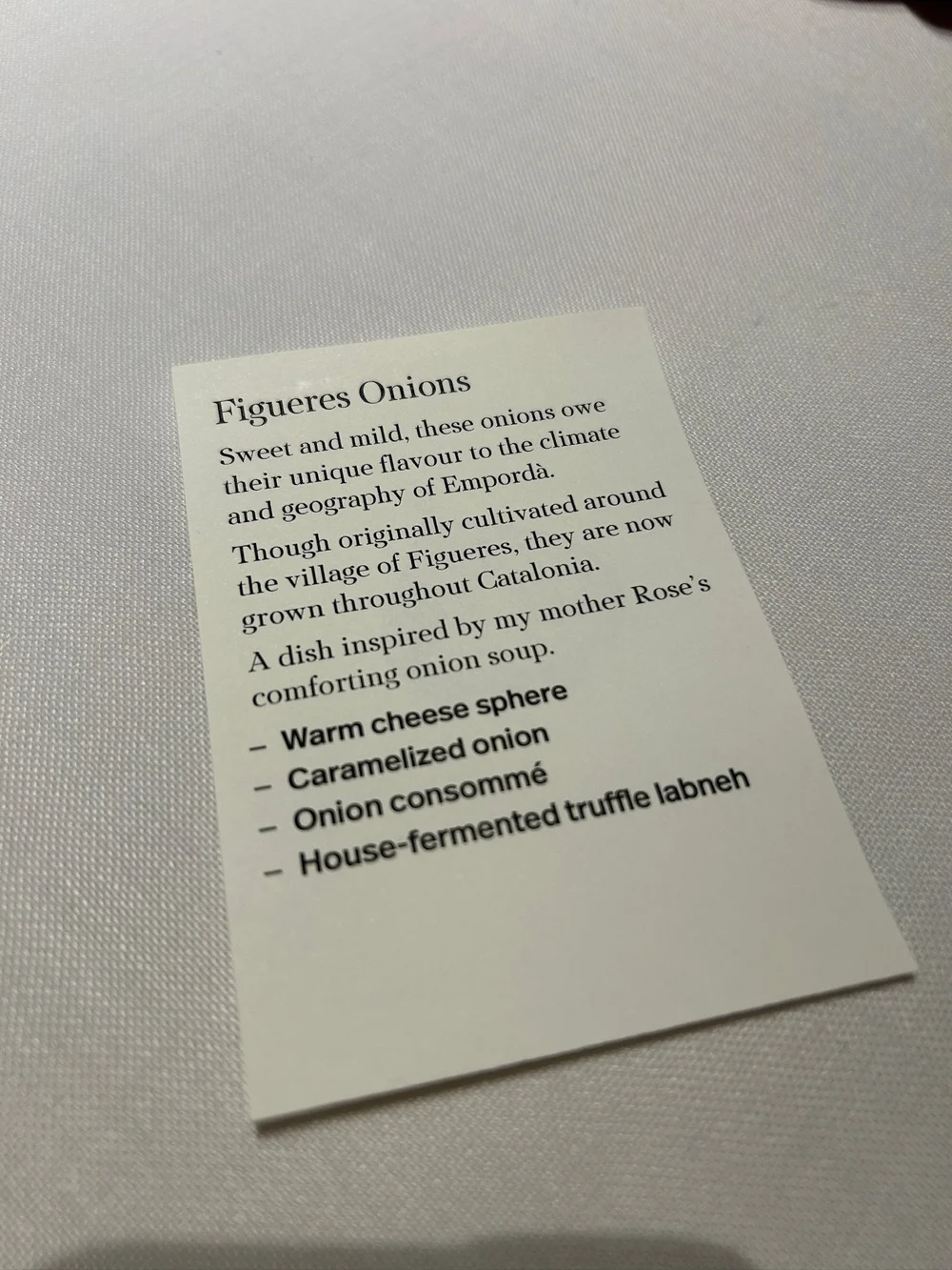 Cinc Sentits Barcelona Figueres Onions Card