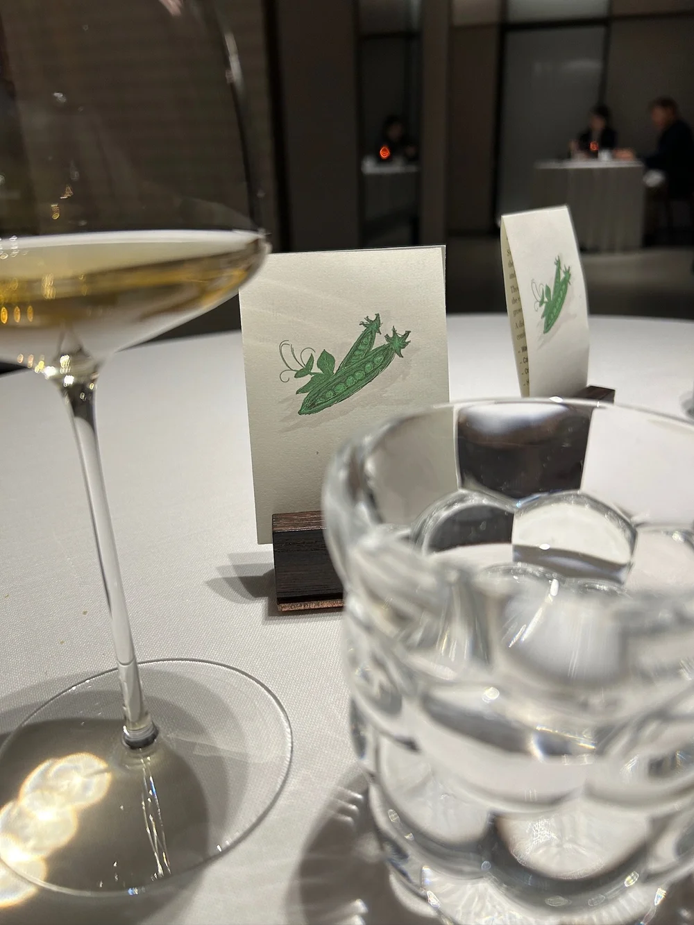 Cinc Sentits Barcelona Baby pea menu card