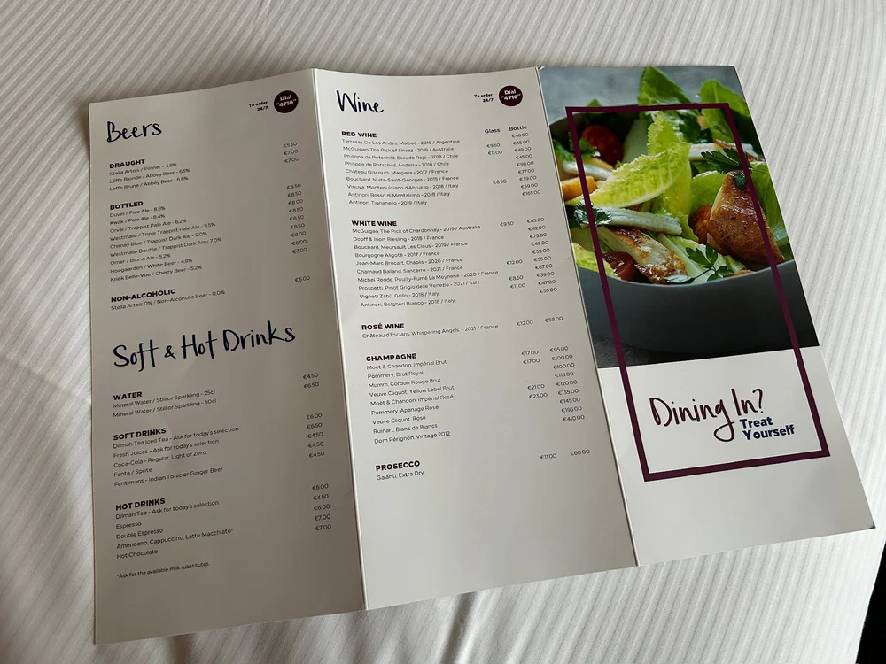 Room Service Menu Back Hilton Brussels Grand Place