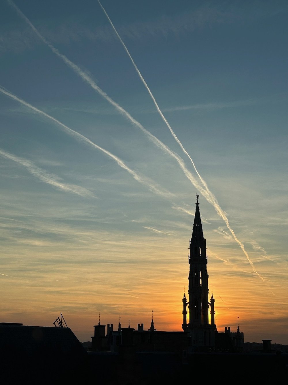 Nighttime View Sunset Brussels, Belgium