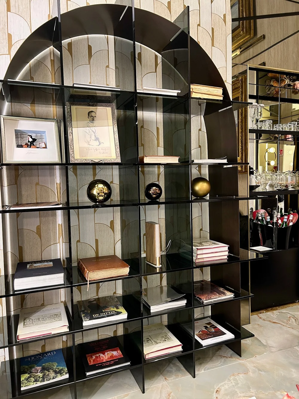 Aroma Restaurant Rome Bookshelf