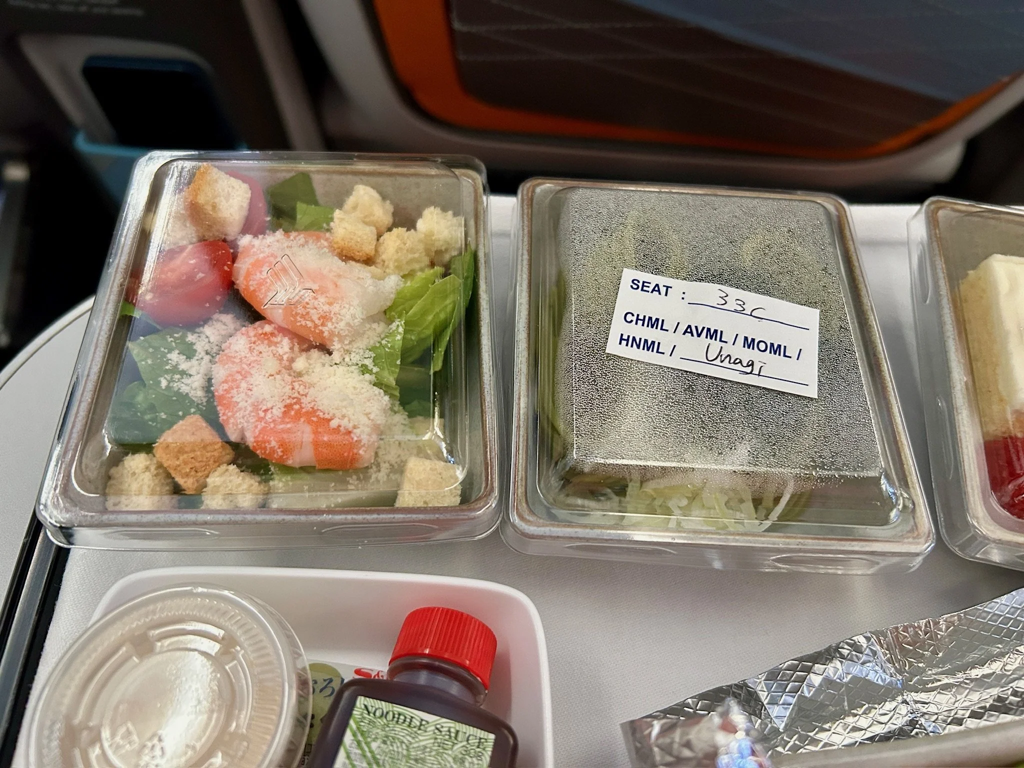 Singapore Airlines shrimp salad and soba