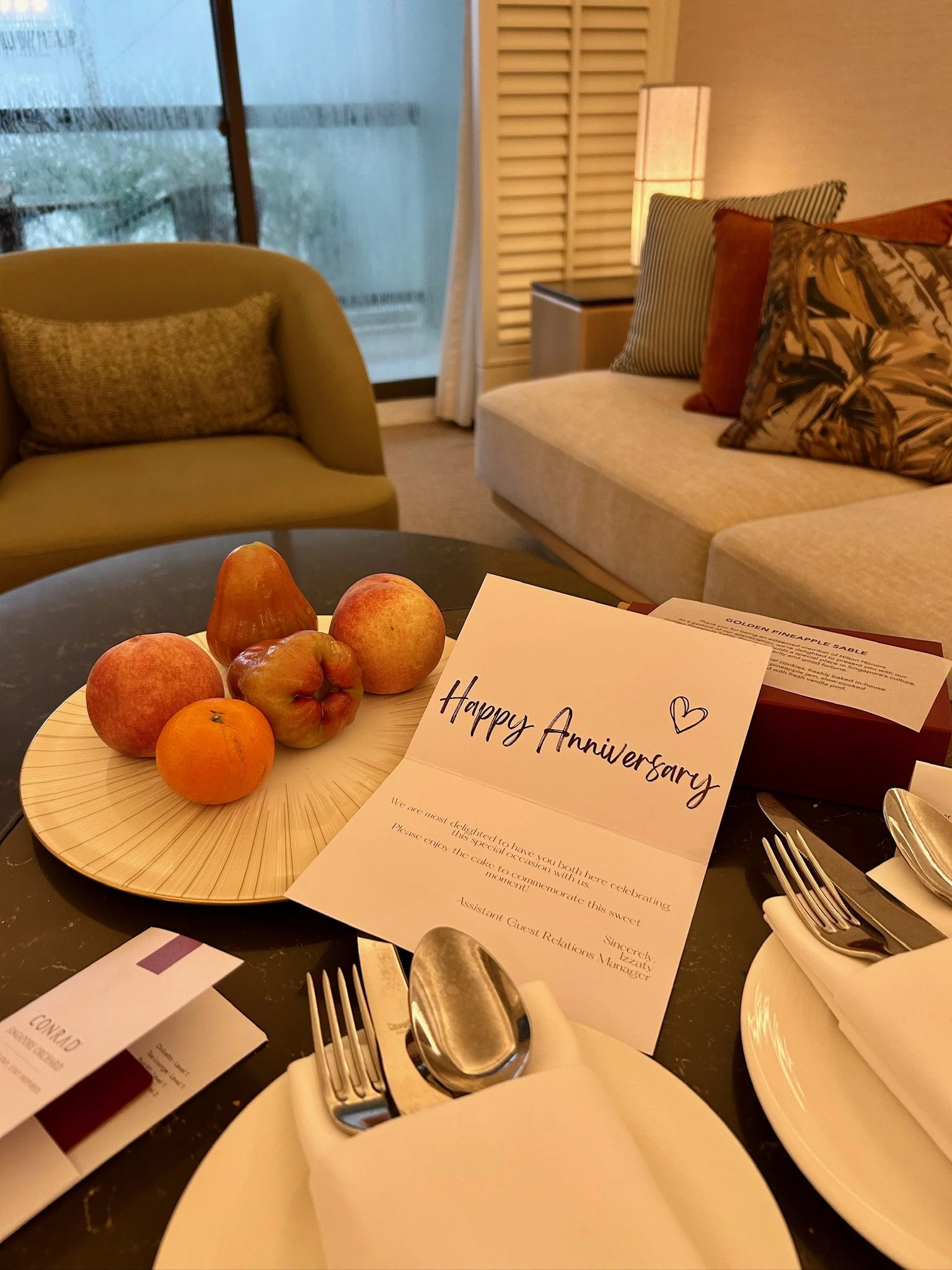 Conrad Singapore Orchard Fruit Plate Anniversary Card