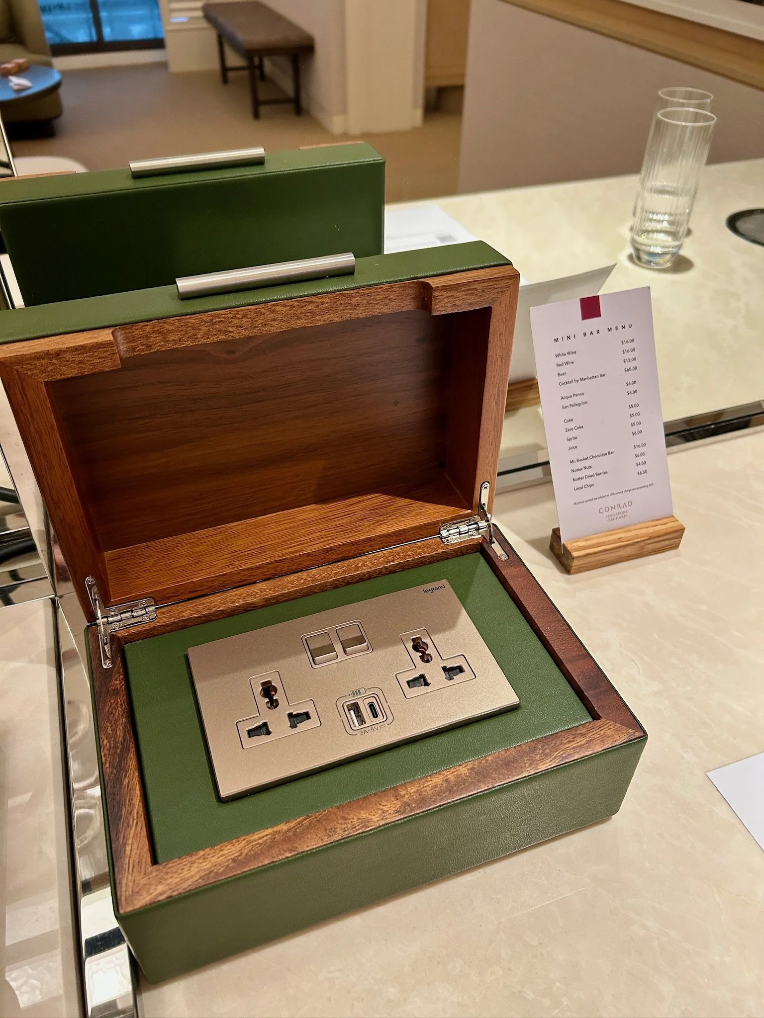 Conrad Singapore Orchard Guestroom Charger Box