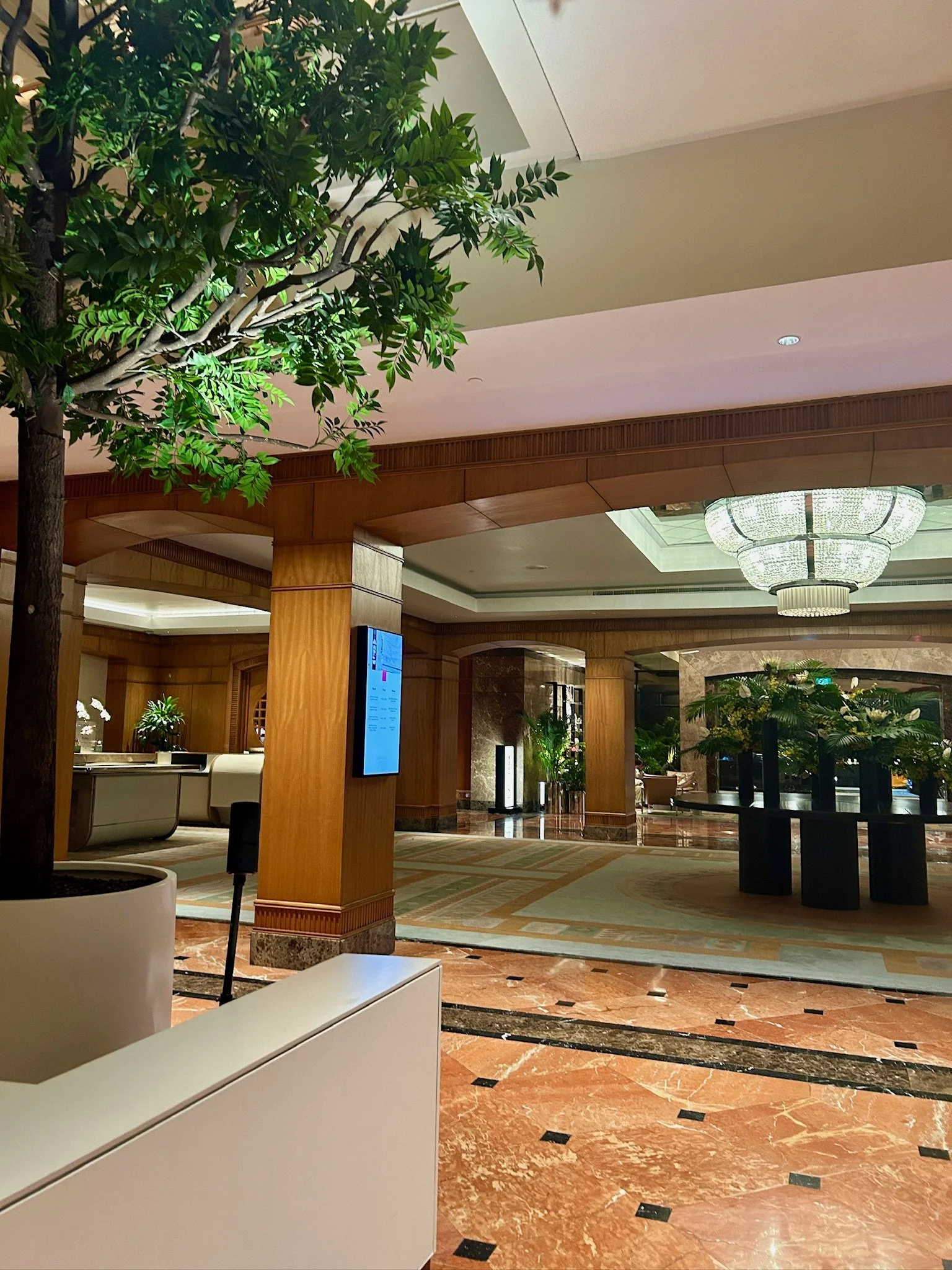 Conrad Singapore Orchard Lobby and Chandelier