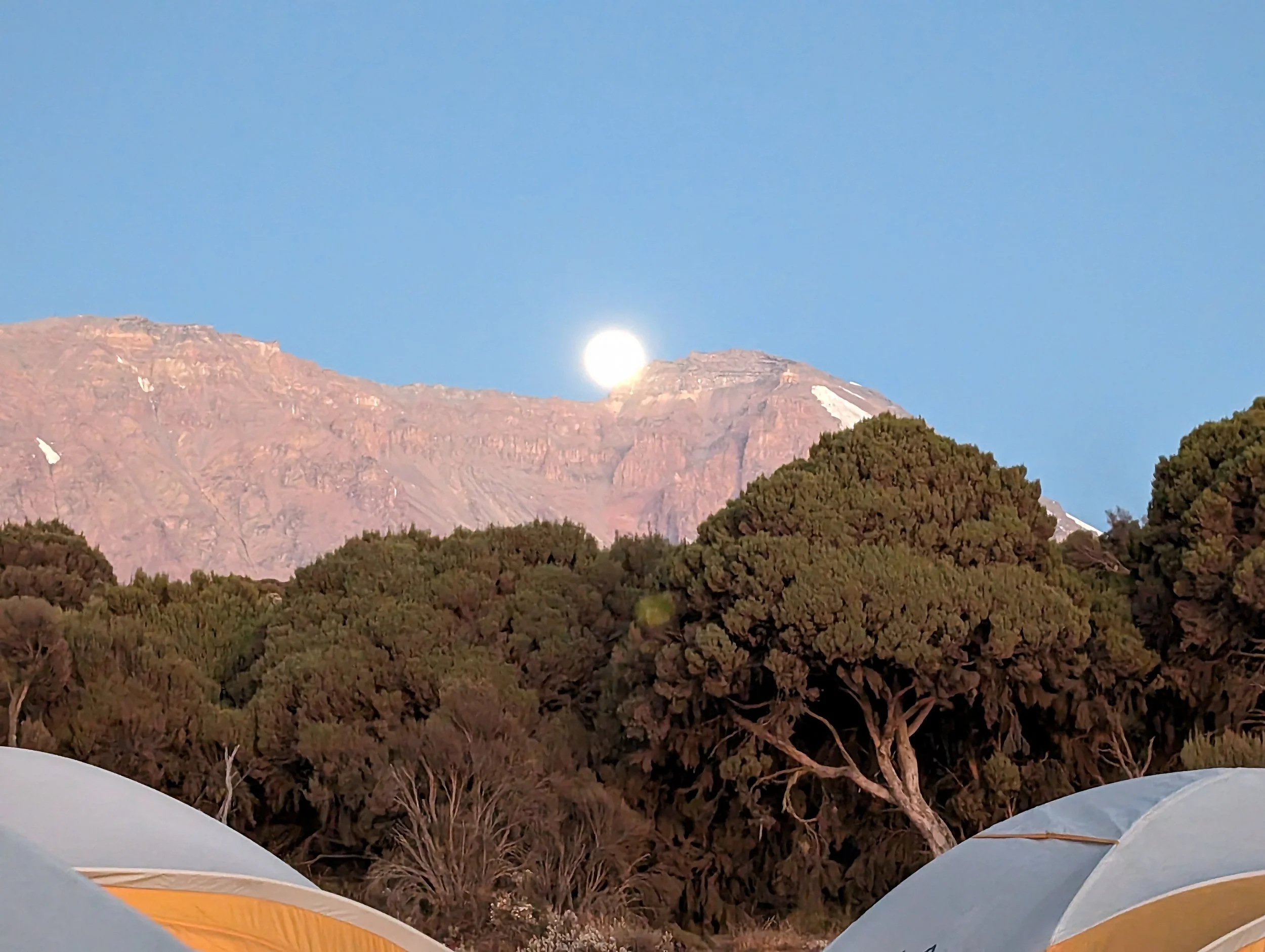 Moon rising over Uhuru Peak