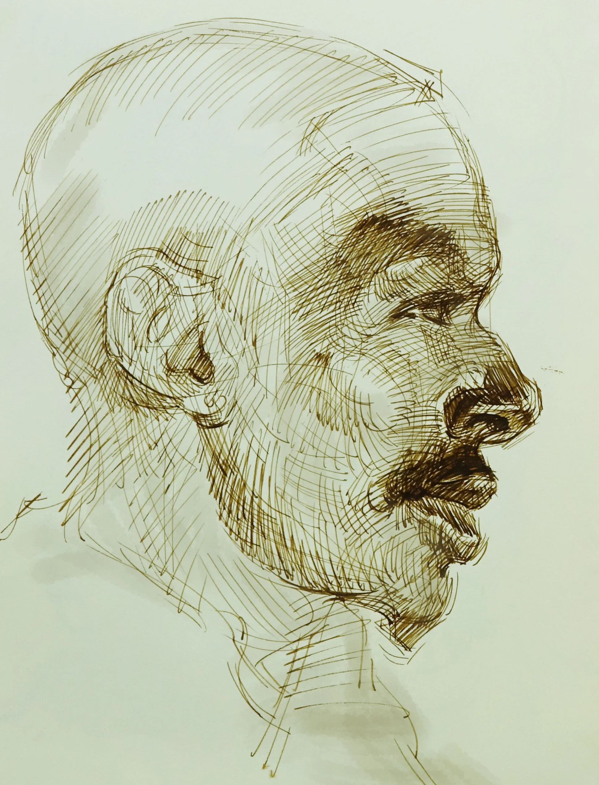 Ink and was on sketchbook paper 12" x 10" Catalogue #OW0049 2017