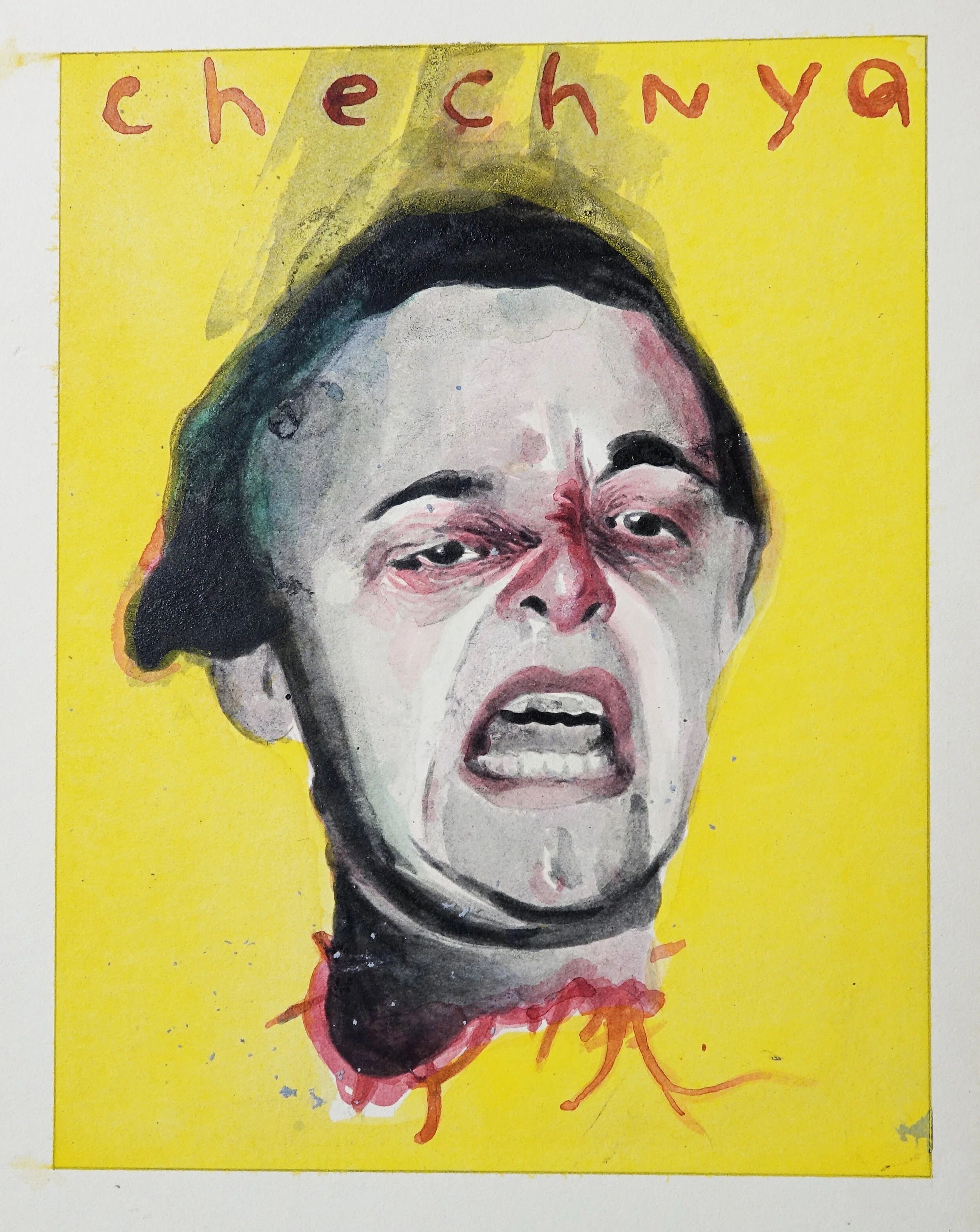 Chechnya Anti-War Poster, acrylic on illustration board,  14" x 17"  1996 Catalogue #SW0064