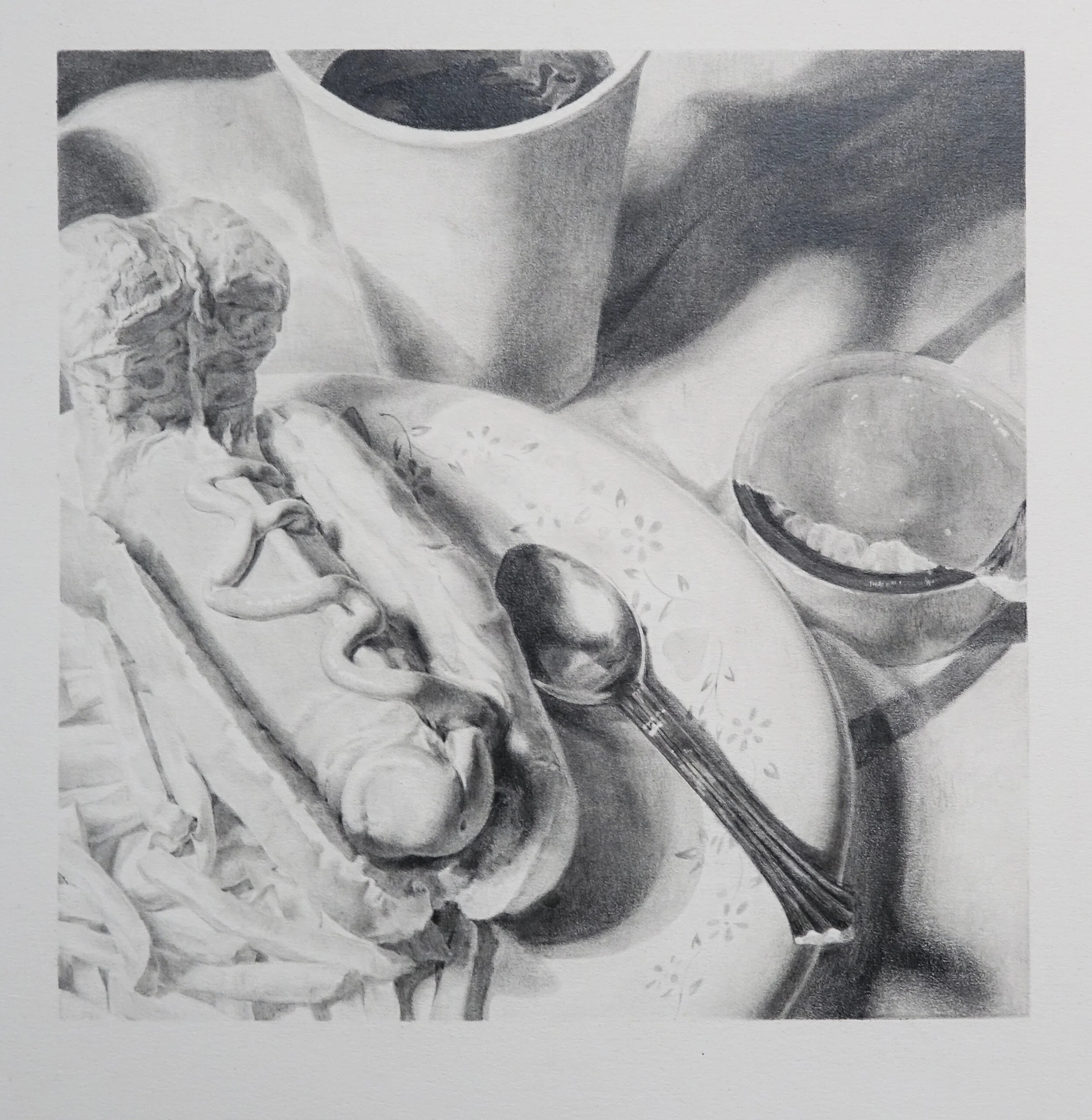 Still-life with dildo, graphite on paper 15" x 15", 1996 Catalogue #SW0066