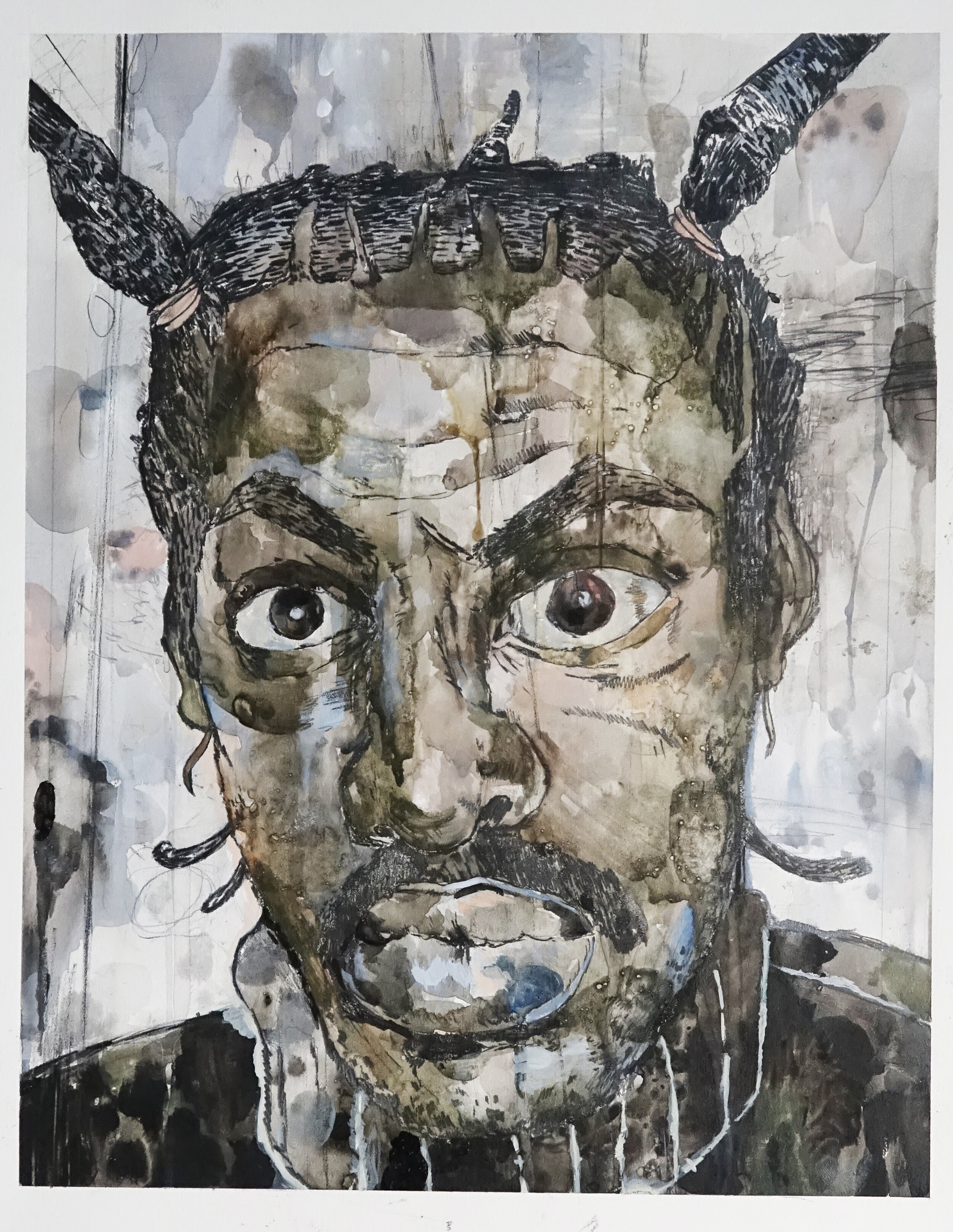 COOLIO-Editorial Illustration for Rolling Stone Magazine, mixed media on paper, 20" x 30", 1996 Catalogue #SW0074