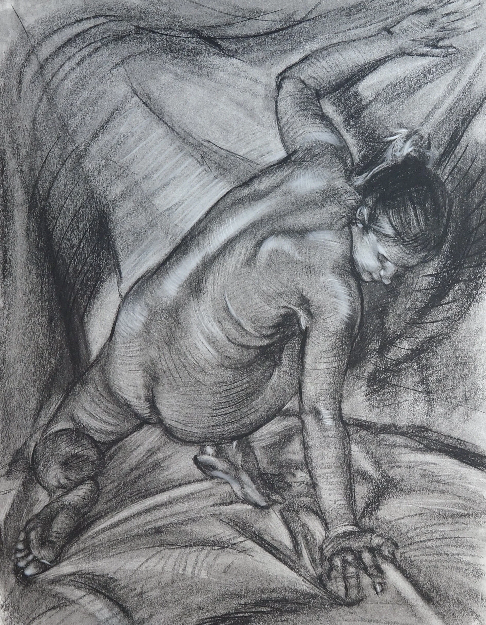 Untitled  charcoal and chalk on paper, 18' X 24", 2021 Catalogue #OW0036c