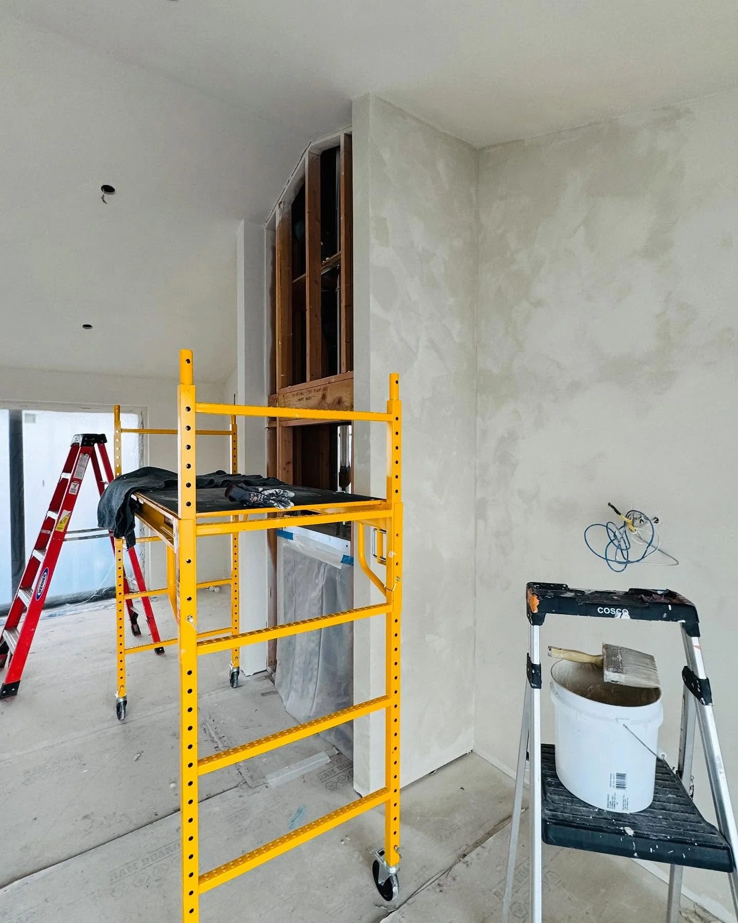 This is the kind of painting I’ve been doing lately, there’s not much time for anything else. Cabinets begin going in on Monday, followed by tile. Meanwhile, lots and lots of lime wash will be applied. Slowly but surely, we are getting th