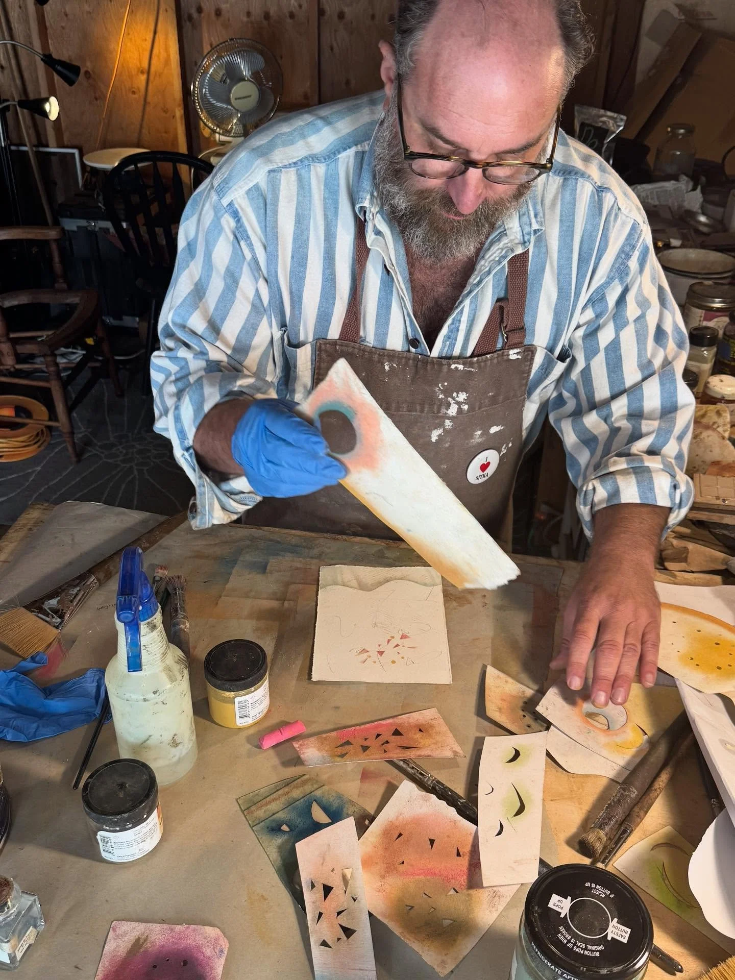 Stopped by Corey Pressman’s studio today during @lo.openstudios - so fun to see how he makes his beautiful wax powder paintings. Check it out today & tomorrow!