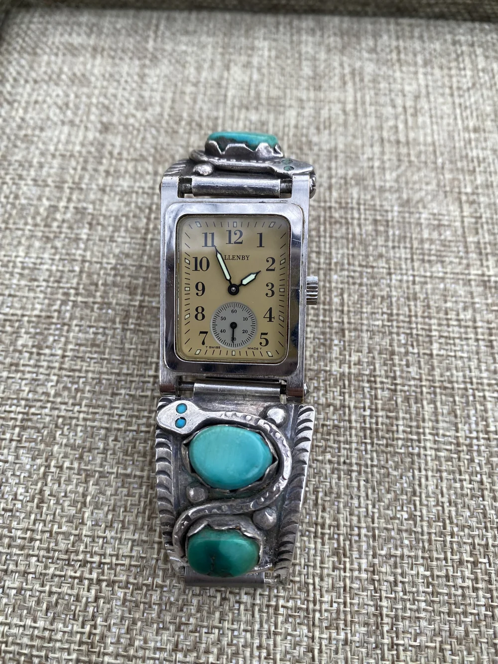Effie C Sterling and turquoise watch band with watch — Cowgirl Cash
