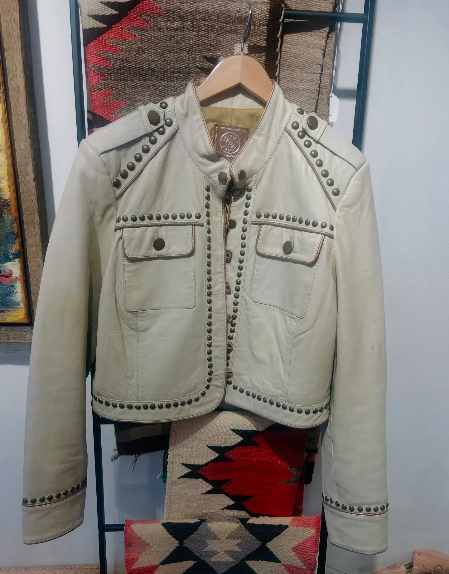 Buttery soft Double D Ranch bronze studded jacket, size L.