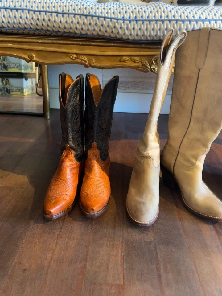 Marvelous Boots hitting the Boot Wall! 

Lucchese Smooth Ostrich in cognac and black s8
Lucchese Handmade Cream tall shaft size 9
Lucchese Special Edition Cream Flower s8
