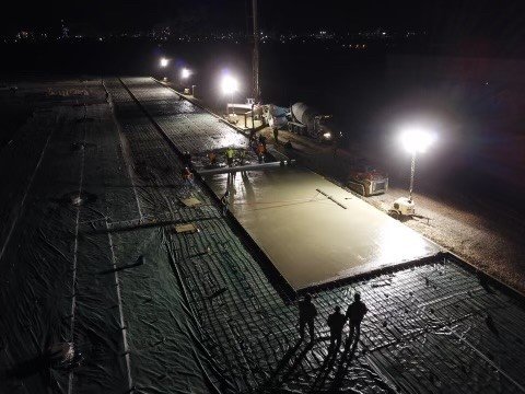 Commercial project - A beautiful night to pour concrete! Our team partnered with Buquet & Leblanc and Wilkinson Construction on this project at the XPO Warehouse in Port Allen.