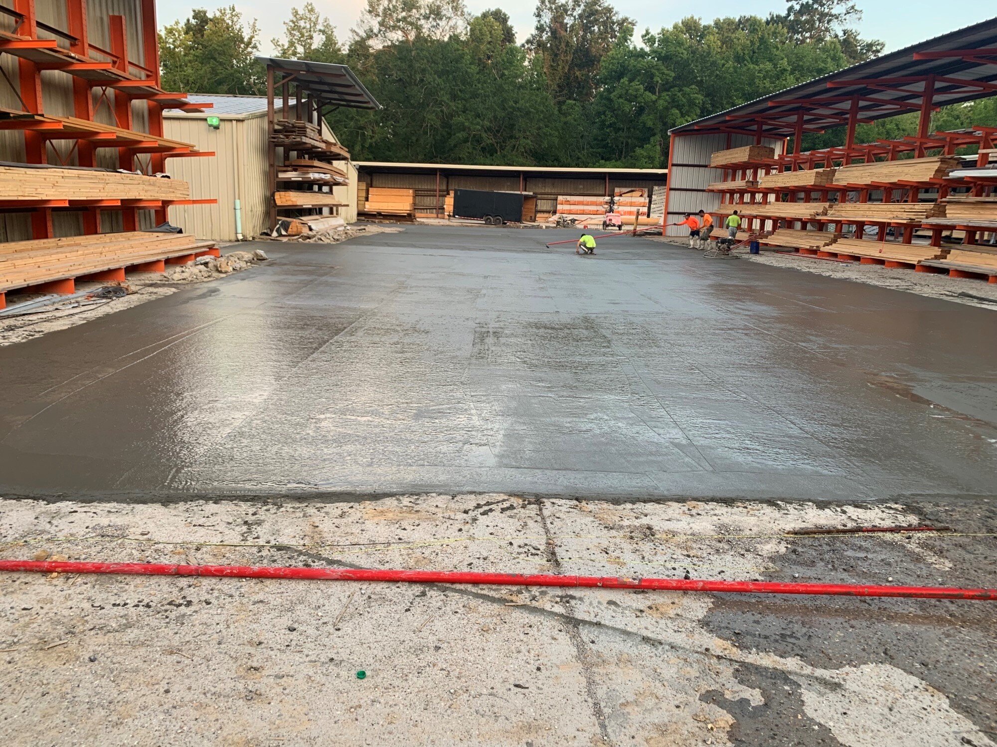 Commercial project - Angelle Materials worked overnight to pour the pavement for Zachary Lumber & Hardware in Zachary, LA. We partnered with LH Concrete Services for the concrete finishing on this project.