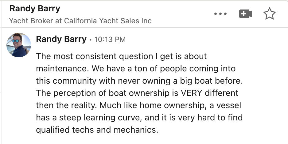 Yacht Problems - A Lesson In Legitimacy, Pain Points, and Making Money Randy Barry yacht problems answer