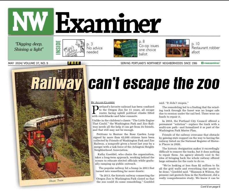 Check out the article in the NW Examiner on the efforts to bring back the zoo train to Washington Park. 
https://drive.google.com/file/d/1KqHAdVnp3PH-8UZyfEjccCjqlByIlx_o/view