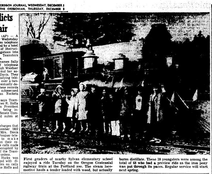 Since it is a toasty day here in Portland, I thought it would be fun to share a photo from December 1959 of a preview ride of the Steamer Oregon.