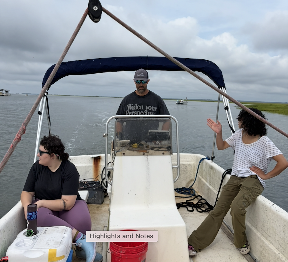 Deploying oyster cages and HAB sampling in the Bull River 